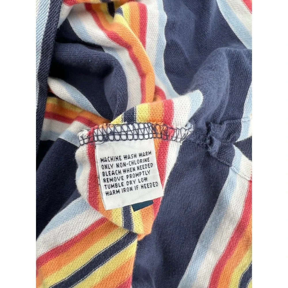 Polo Ralph Lauren Mens Large Navy Blue Multi Color Striped Cotton Polo Shirt L